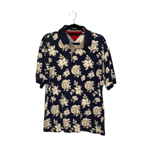 Tommy Hilfiger vintage blue floral short sleeves polo shirt size Large - Picture 8 of 10